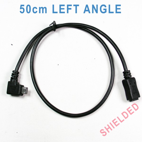 50cm Micro USB Left angle adapter video cable for Street Guardian SGZC12RC, Thinkware F750 ( SHIELDED )